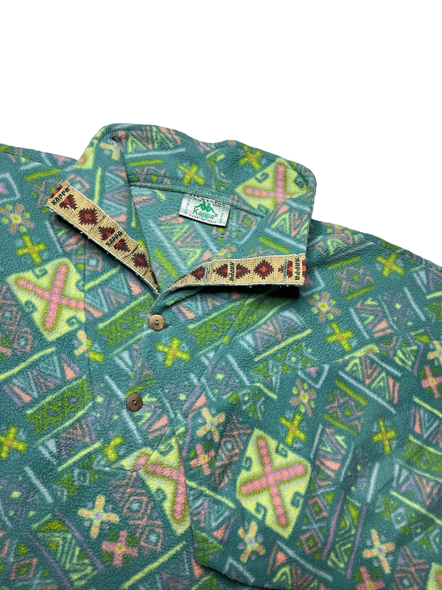 (L) KAPPA Crazy Pattern Half Button FLEECE Sweatshirt