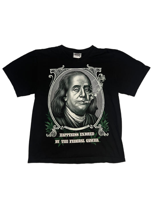 [M] Smoking Benjamin Franklin Printed Shirt