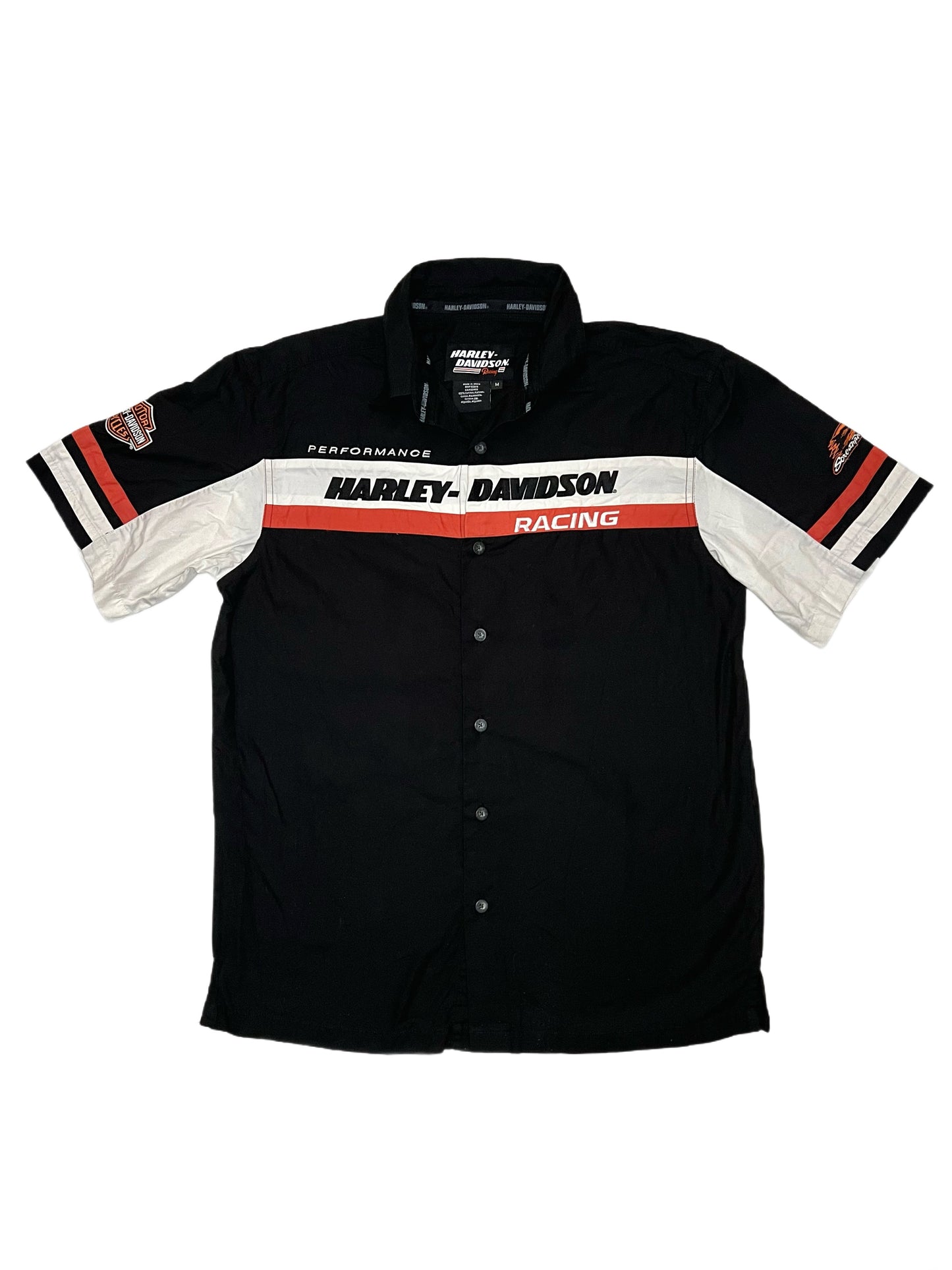 (L) Harley Davidson Racing Button Down Shirt