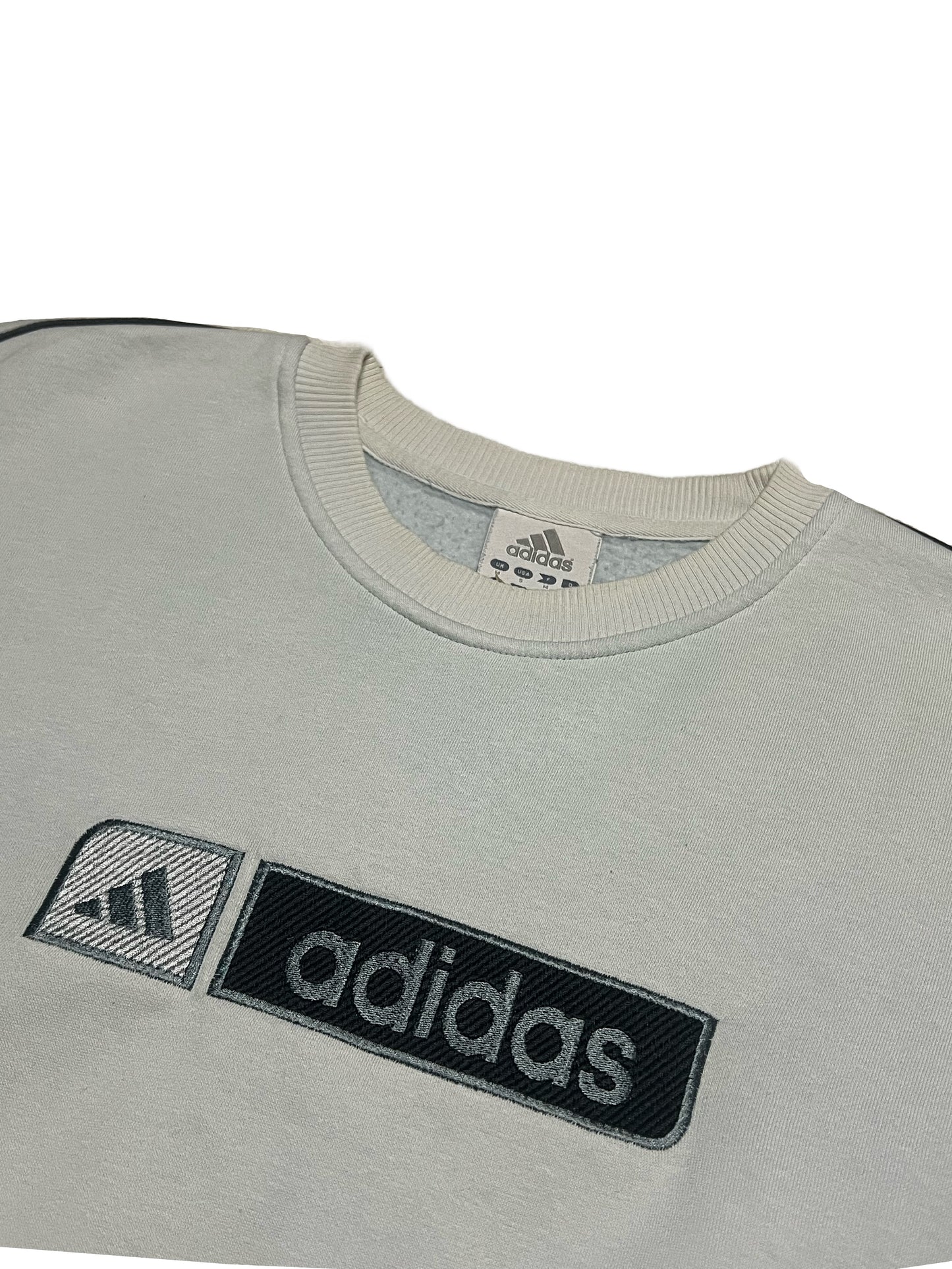 [M] Adidas White Embroided Sweatshirt